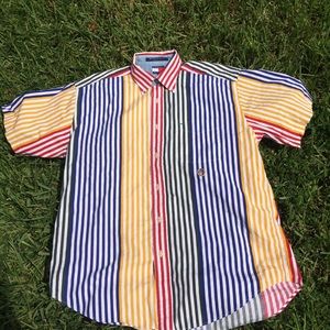 Tommy Hilfiger Button Down Striped Polo Medium